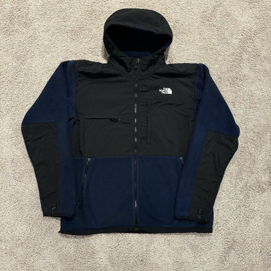 The North Face Denali Hoodie Vented Hooded Fleece Jacket Black Blue Men’s XL