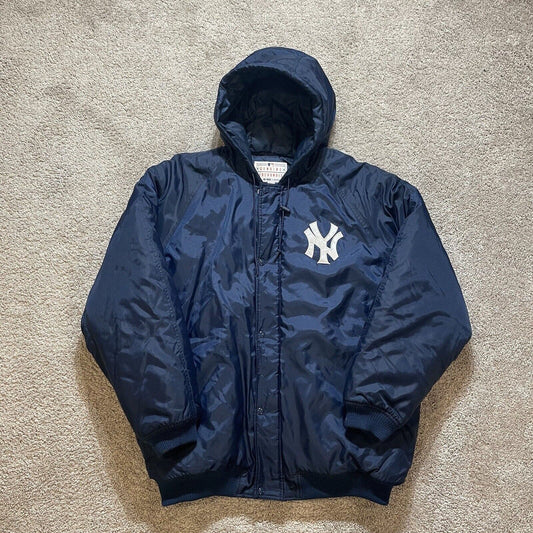 Vintage New York Yankees Hooded Bomber Jacket Size Large